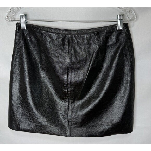 Y2K Vintage Esprit Black Leather Mini Skirt S Fully Lined 28" Waist Iconic - Picture 6 of 11